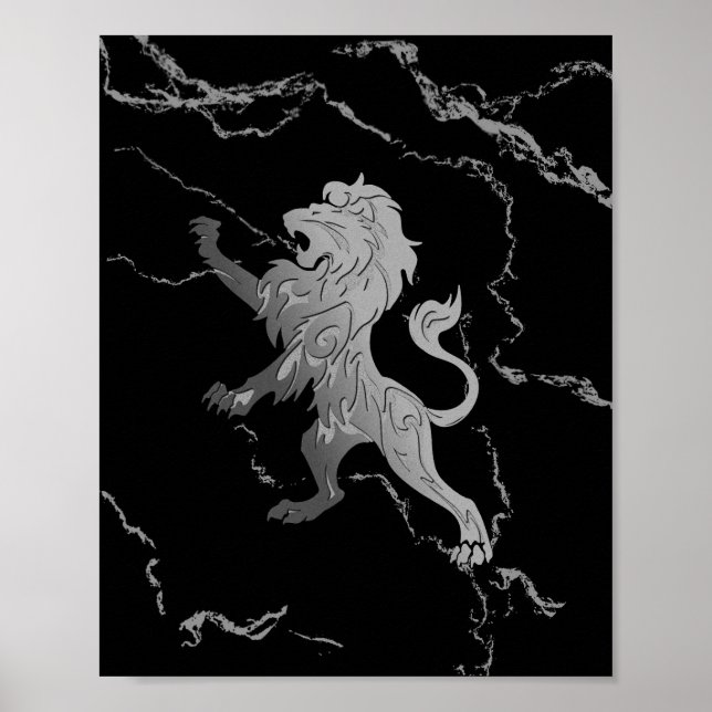 Affiche Lion royal argenté (Devant)