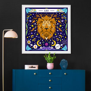 Affiche Lion : « Rugissement royal » Zodiaque