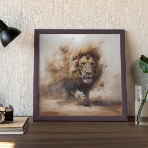 Affiche Lion Sables mouvants modernes Safari Jungle