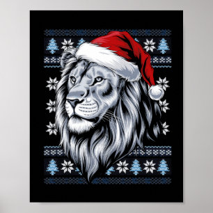 Affiche Lion Santa Hat Vilain Sweater Lion Amateurs