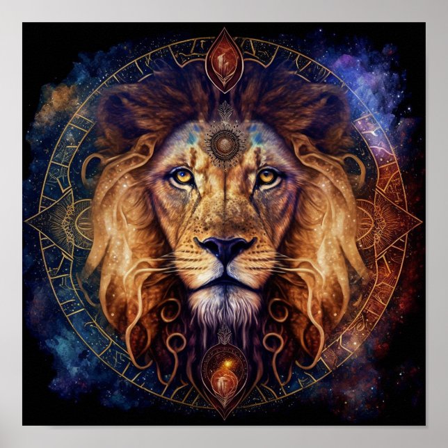 Affiche Lion Spirit Mandala Art Visionnaire (Devant)