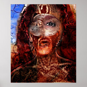 Affiche lion sur le feu