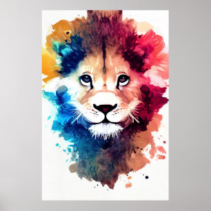 Affiche Lion Wild Nature Animal Couleur Art Peinture