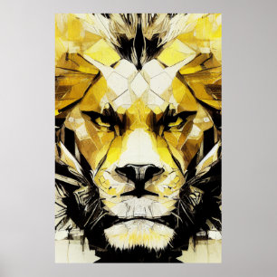 Affiche Lion Wild Nature Free Spirit Art Brush Peinture