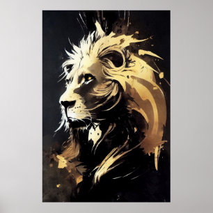 Affiche Lion Wild Nature Free Spirit Art Brush Peinture