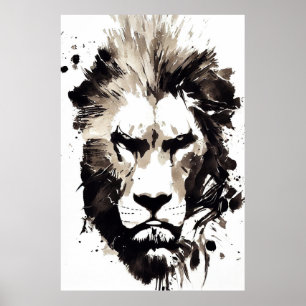 Affiche Lion Wild Nature Free Spirit Art Brush Peinture
