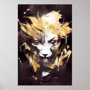 Affiche Lion Wild Nature Free Spirit Art Brush Peinture