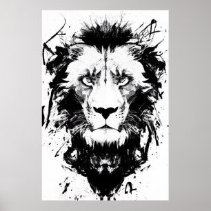 Affiche Lion Wild Nature Free Spirit Art Brush Peinture
