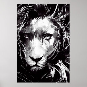 Affiche Lion Wild Nature Free Spirit Art Brush Peinture