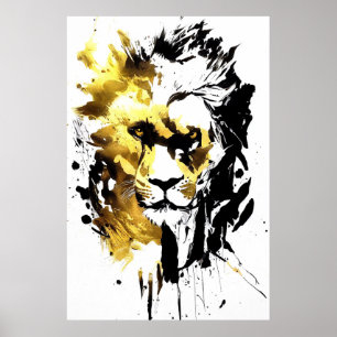 Affiche Lion Wild Nature Free Spirit Art Brush Peinture