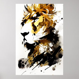 Affiche Lion Wild Nature Free Spirit Art Brush Peinture