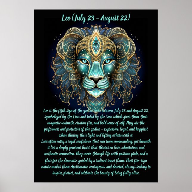 Affiche Lion Zodiaque – Force Rayonnante et Majesté Solair (Devant)