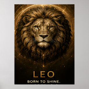 Affiche Lion Zodiaque Lion Céleste Symbole d'Astrologie