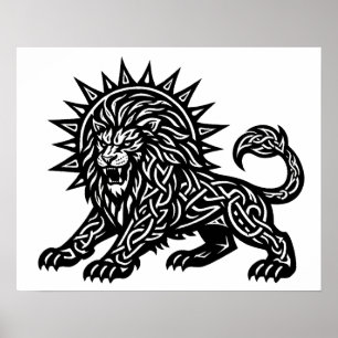 Affiche Lion Zodiaque Soleil‑Crinière Lion BurnsInHell