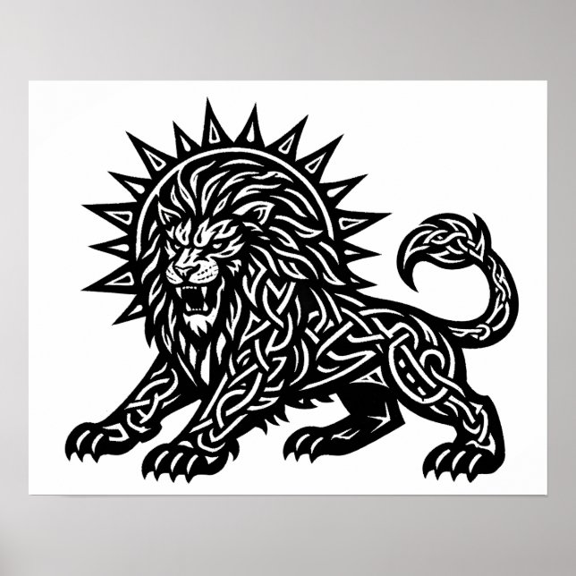 Affiche Lion Zodiaque Soleil‑Crinière Lion | BurnsInHell (Devant)