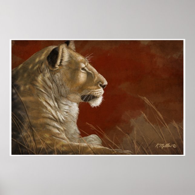 Affiche Lioness in the Shade peinture numérique (Devant)