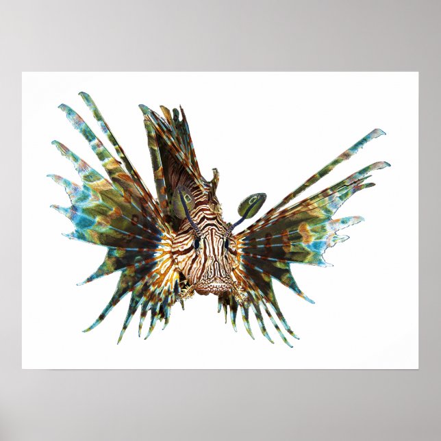 Affiche Lionfish - Conception abstraite - Découpe d'une ph (Devant)