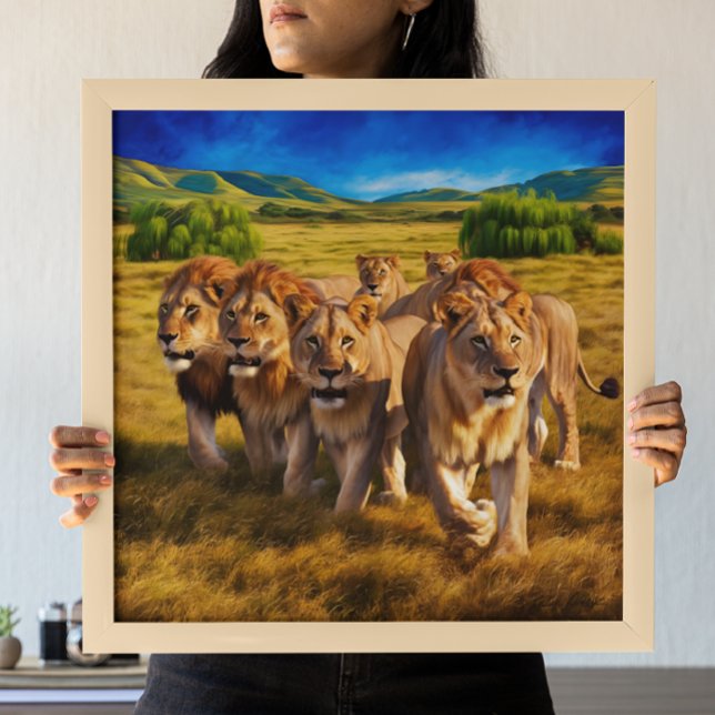 Affiche Lions majestueux parcourant la savane (Créateur téléchargé)