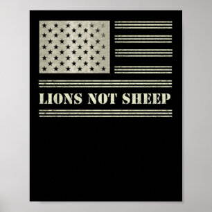Affiche Lions Not Sheep USA Flag Independence Day