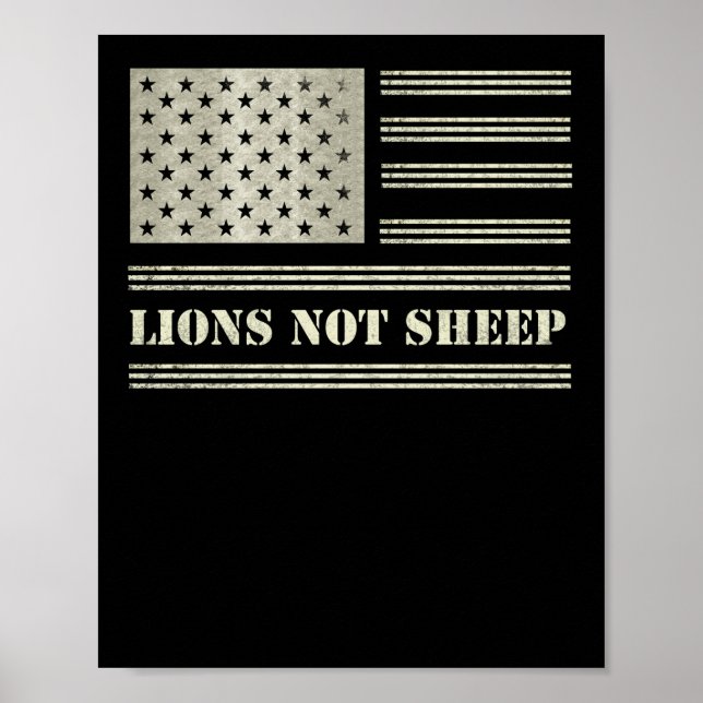 Affiche Lions Not Sheep USA Flag Independence Day (Devant)