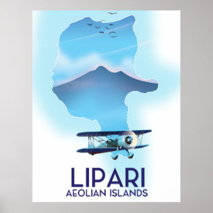 Affiche Lipari Aeolian Islands map