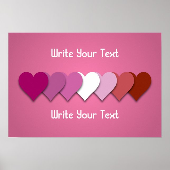 Affiche Lipstick lesbian pride hearts with custom text (Devant)