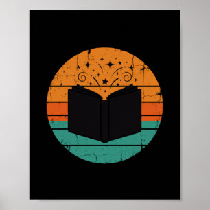 Affiche Lire des livres pour enfants drôle vintage rétro h