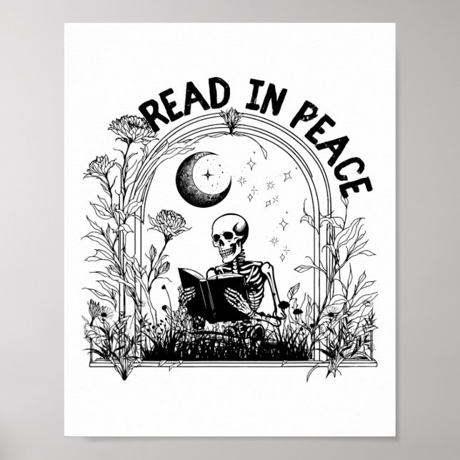 Affiche Lire En Paix Enseignant Éffrayant Squelette Lire L (Devant)