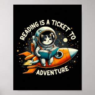 Affiche Lire Est Un Billet Pour Aventure Astronaut Chat