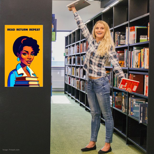 Affiche Lire le retour Répéter l'affiche de la bibliothèqu (Créateur téléchargé)