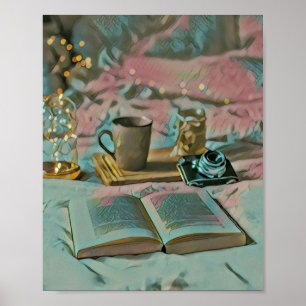 Affiche Lire Livres, Boire Café