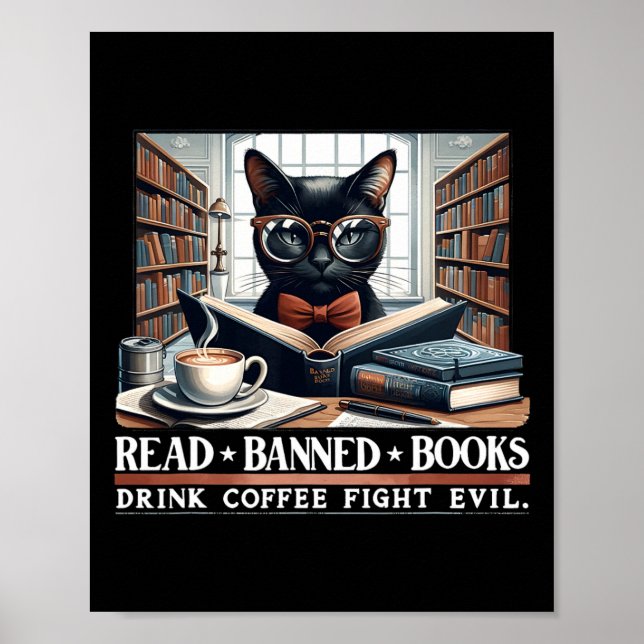 Affiche Lire Livres Interdits Boire Café Combattre Le Mal  (Devant)