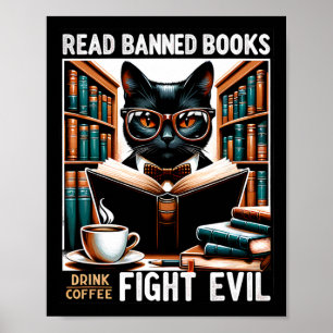 Affiche Lire Livres Interdits Boire Café Combattre Le Mal