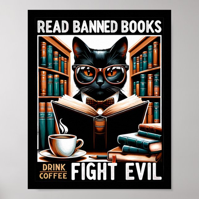 Affiche Lire Livres Interdits Boire Café Combattre Le Mal  (Devant)