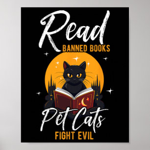 Affiche Lire Livres Interdits Pet Cats Combattre Le Mal Lu