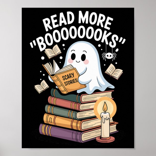 Affiche Lire Plus Livres Ghost Lecture Halloween Art Te (Devant)
