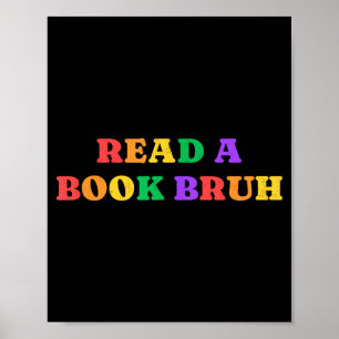 Affiche Lire un livre mec arc-en-ciel vintage