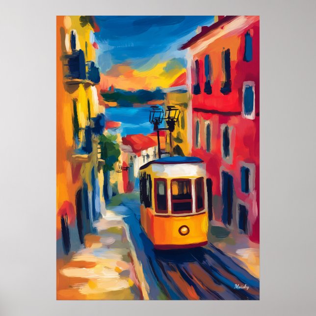 Affiche Lisbon Fauvist Cityscape, Alfama Colorful Portugal (Devant)