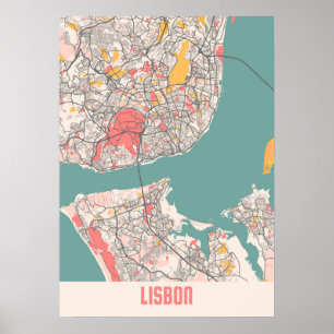 Affiche Lisbon - Portugal Chalk City Map