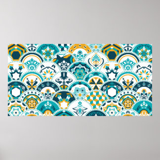 Affiche Lisbonne géométrique Azulejo tuile motif, portugai