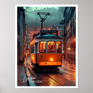 Affiche Lisbonne Portugal est la belle place touristique