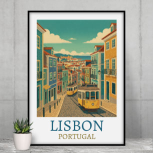 Affiche Lisbonne Portugal Illustration de Voyage Vintage