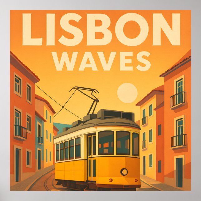 Affiche Lisbonne Retro Travel : Art du milieu du siècle (Devant)