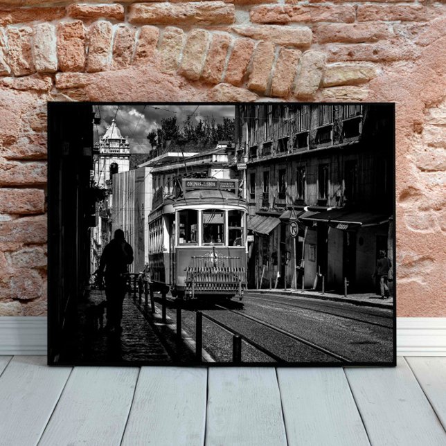 Affiche Lisbonne Tramway traditionnel Noir et Blanc (Créateur téléchargé)
