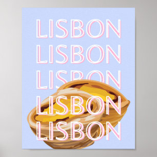 Affiche Lisbonne Travel Art, Blue, Portugal, Pastel