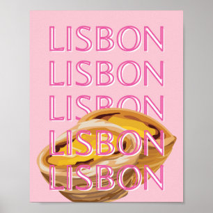 Affiche Lisbonne Travel Art, Portugal, Rose, Preppy