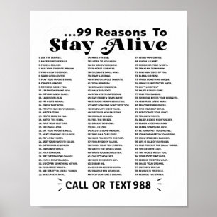 Affiche Liste de 99 raisons de rester en vie - Santé menta