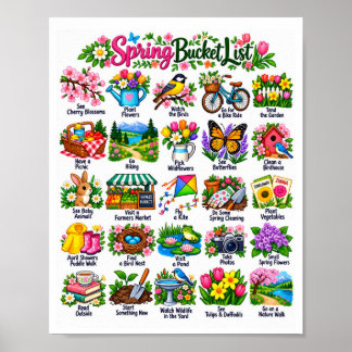 Affiche Liste de choses à faire au printemps - Liste d'act
