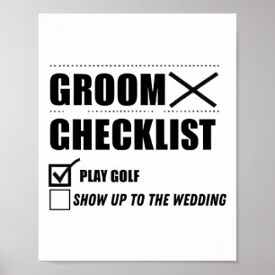 Affiche Liste de contrôle de la chambre Golf Mariage - Fun