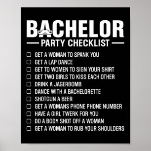 Affiche Liste de contrôle de la fête de baccalauréat Groom